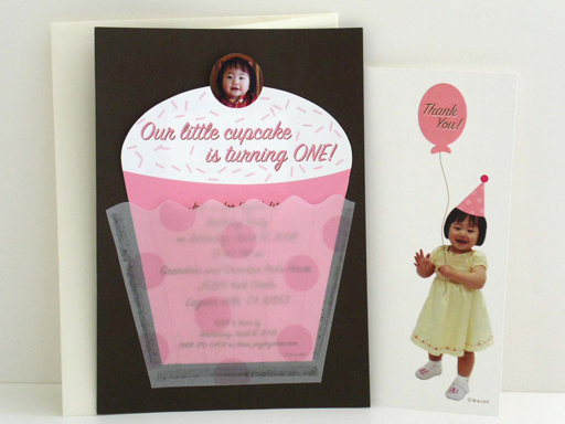 Cupcake 1st Birthday Invitations